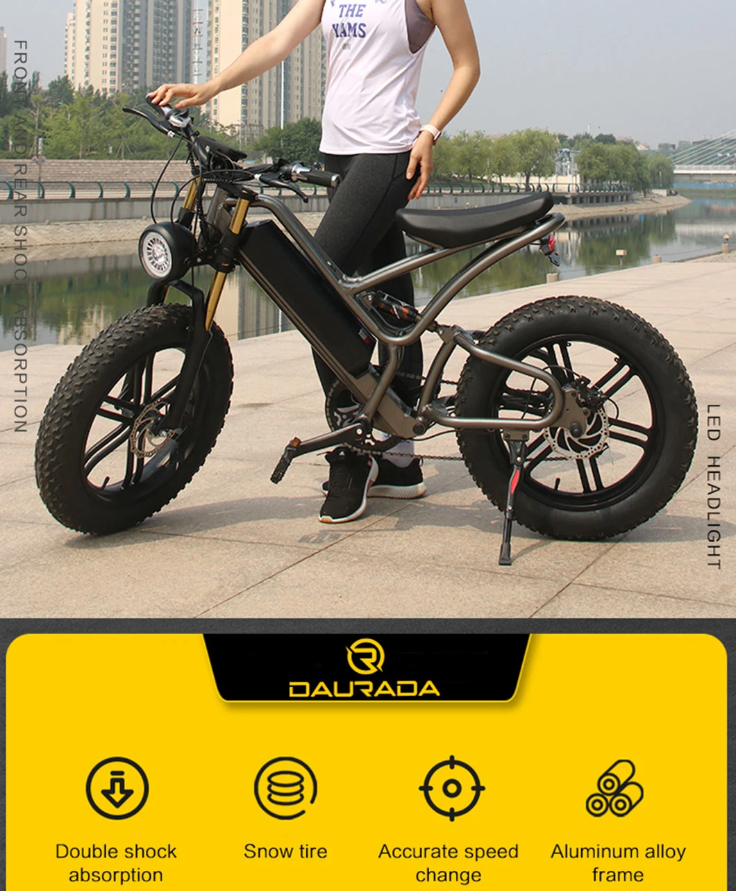 Daurada Made in China MTB 7 Speed Hunting / Climbing /High Quality New Battery 48V 500W Fat Tire Electric Bike Snow Bike Motorcycle Mountain Electric Bike